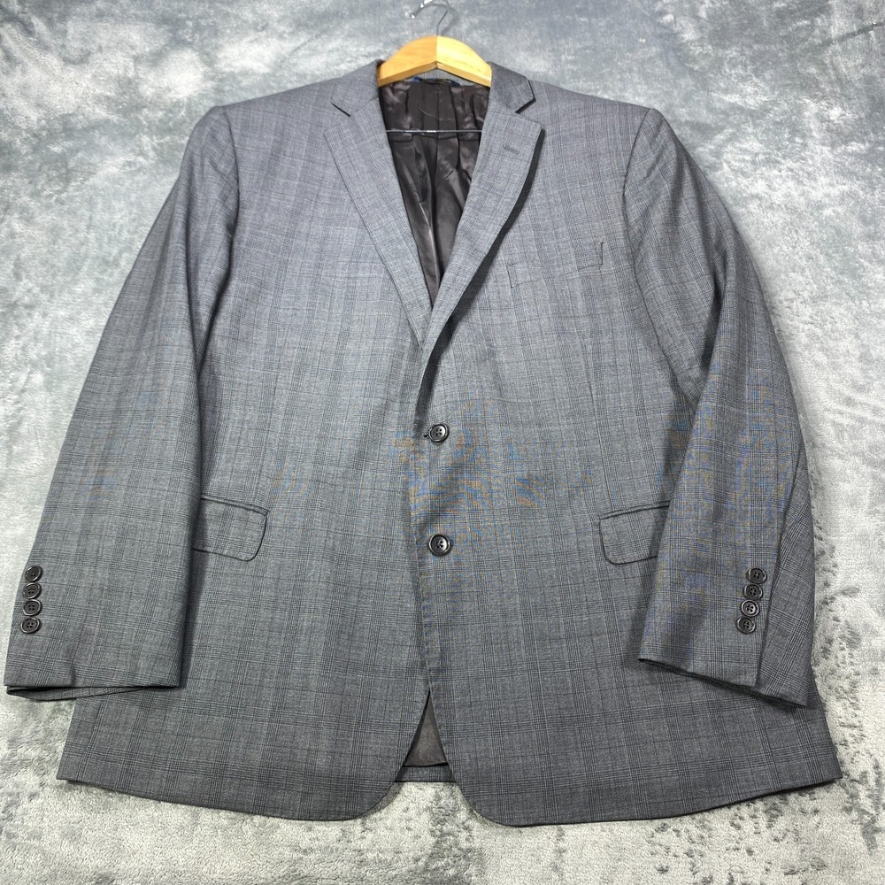Brooks Brothers Blazer Mens 48R Gray Glen Plaid Tessuto Italy Fabric Wool Jacket